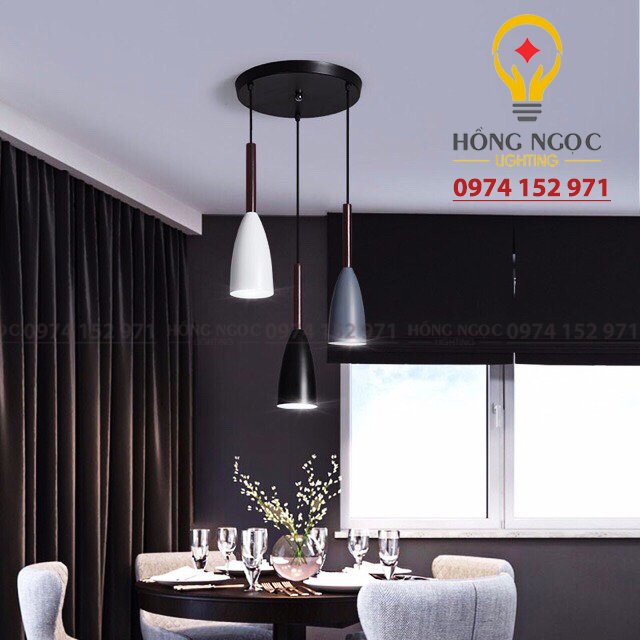 Bộ đèn thả bàn ăn cao cấp 3 bóng sơn tinh điện