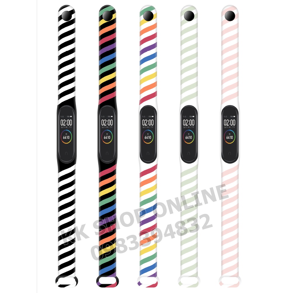 Dây đeo miband họa tiết màu xoắn cho Xiaomi Miband 3 4 5 6