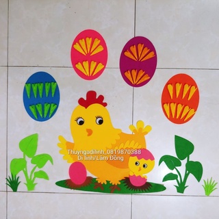 Góc bé ngoan nêu gương cắm cờ vải nỉ mầm non (gà mẹ gà con) mầm non