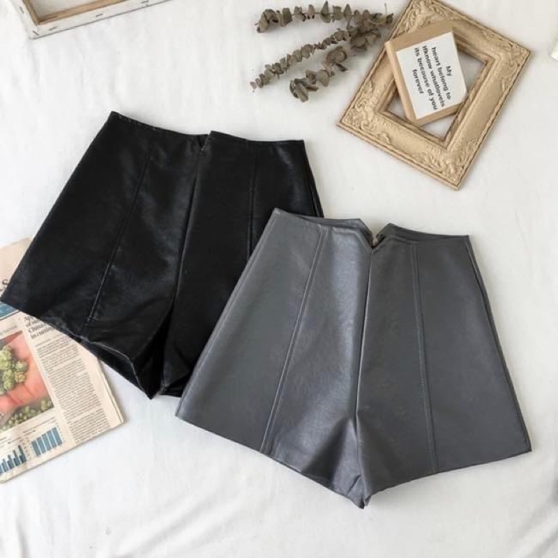 Quần short ngắn lưng cao da pu cao cấp trơn mềm - Order taobao quảng châu