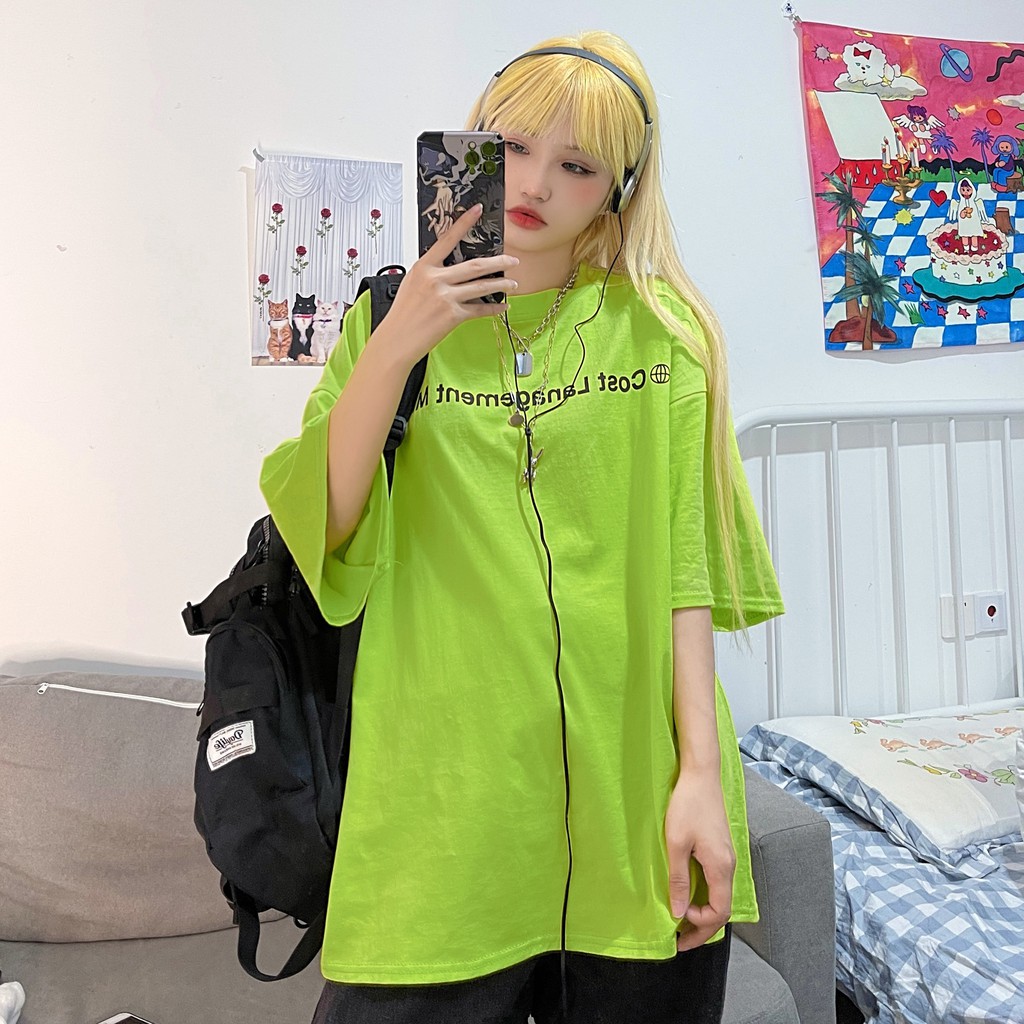 Áo thun tay lỡ xanh neon Yinxx, áo phông unisex form rộng ATL939