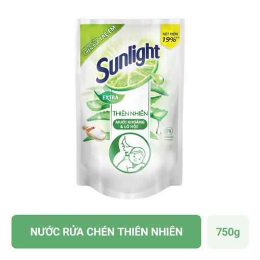 Nước rửa chén SUNLIGHT trà xanh/ muối lô hội túi 750g