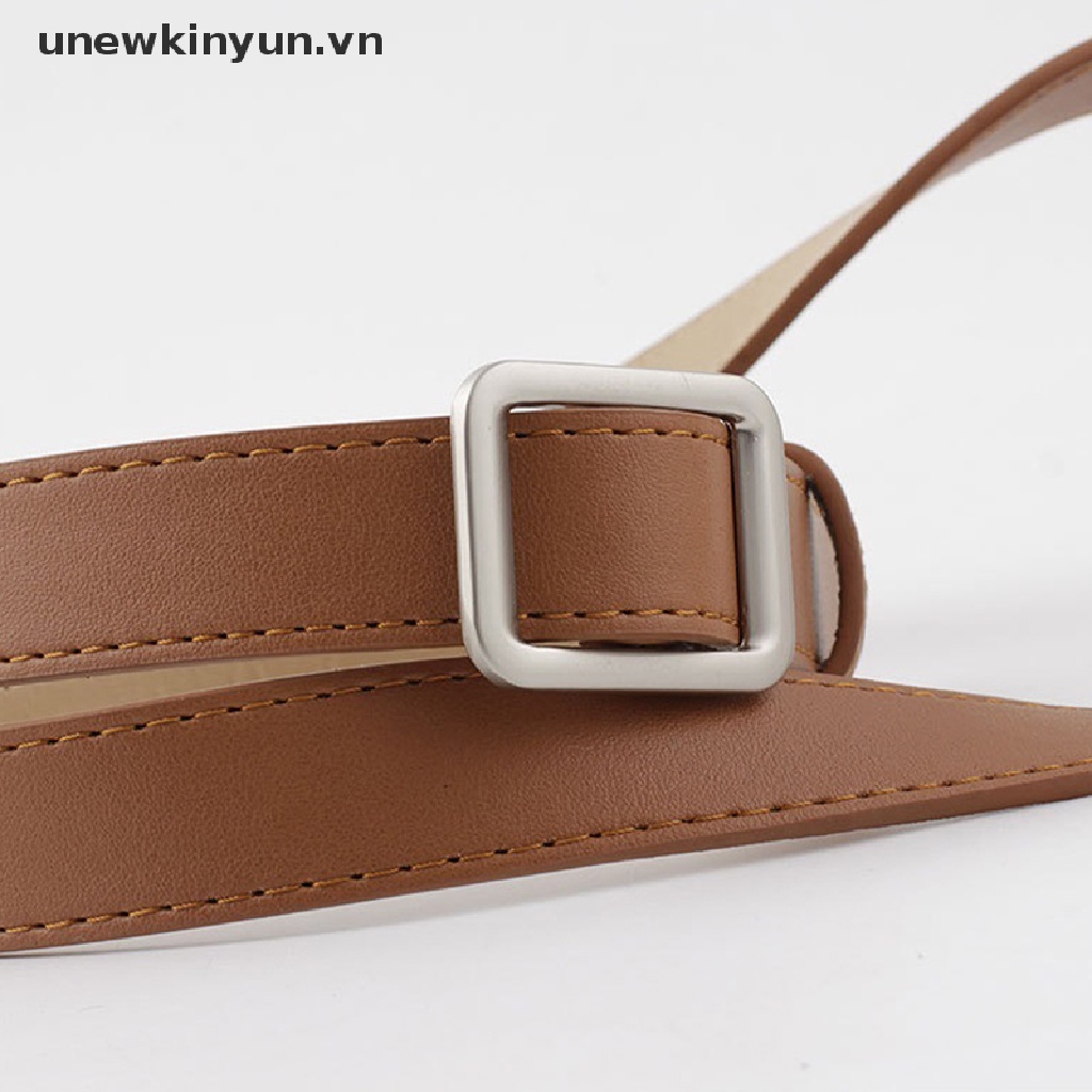 Thắt lưng da màu nâu khóa vuông cổ điển dành cho nữ