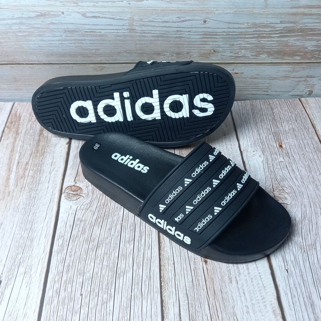 | Ảnh - Video Thật | Dép quai ngang 𝐀𝐝𝐢𝐝𝐚𝐬 dép Unisex nam nữ đế bánh mì chất liệu cao su non Dép Quai Chữ Adida
