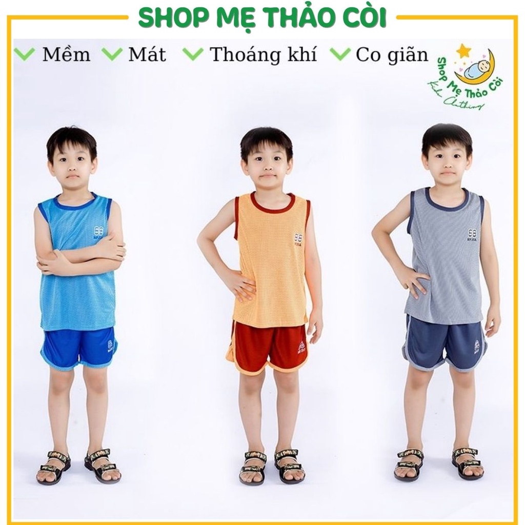 Bộ ba lỗ bé trai thông hơi Quảng Châu sát nách mềm mát thoáng khí size đại BLBT