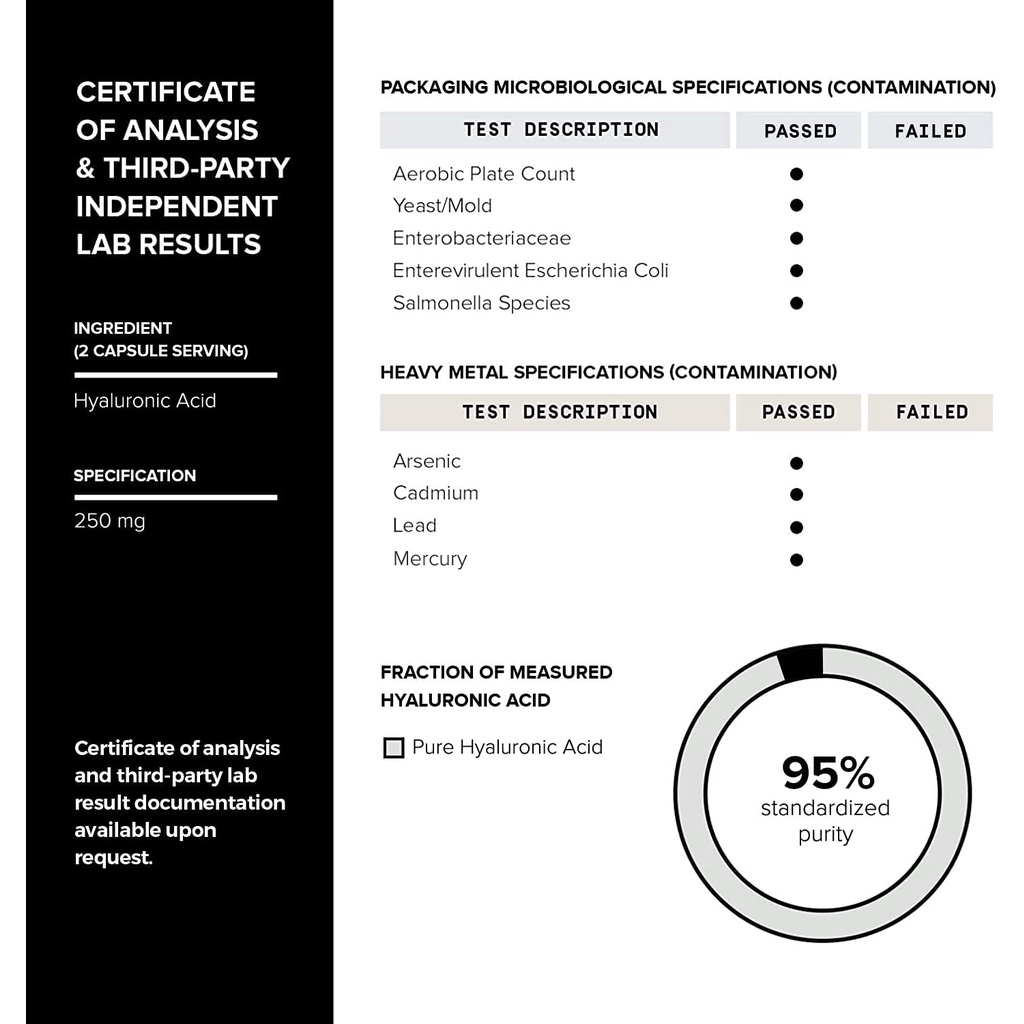 Viên Cấp Nước - Hyaluronic Acid 250mg - 360 Viên - Viên HA - Cấp Nước - Cấp Ẩm - Căng Mọng Da - Toniiq