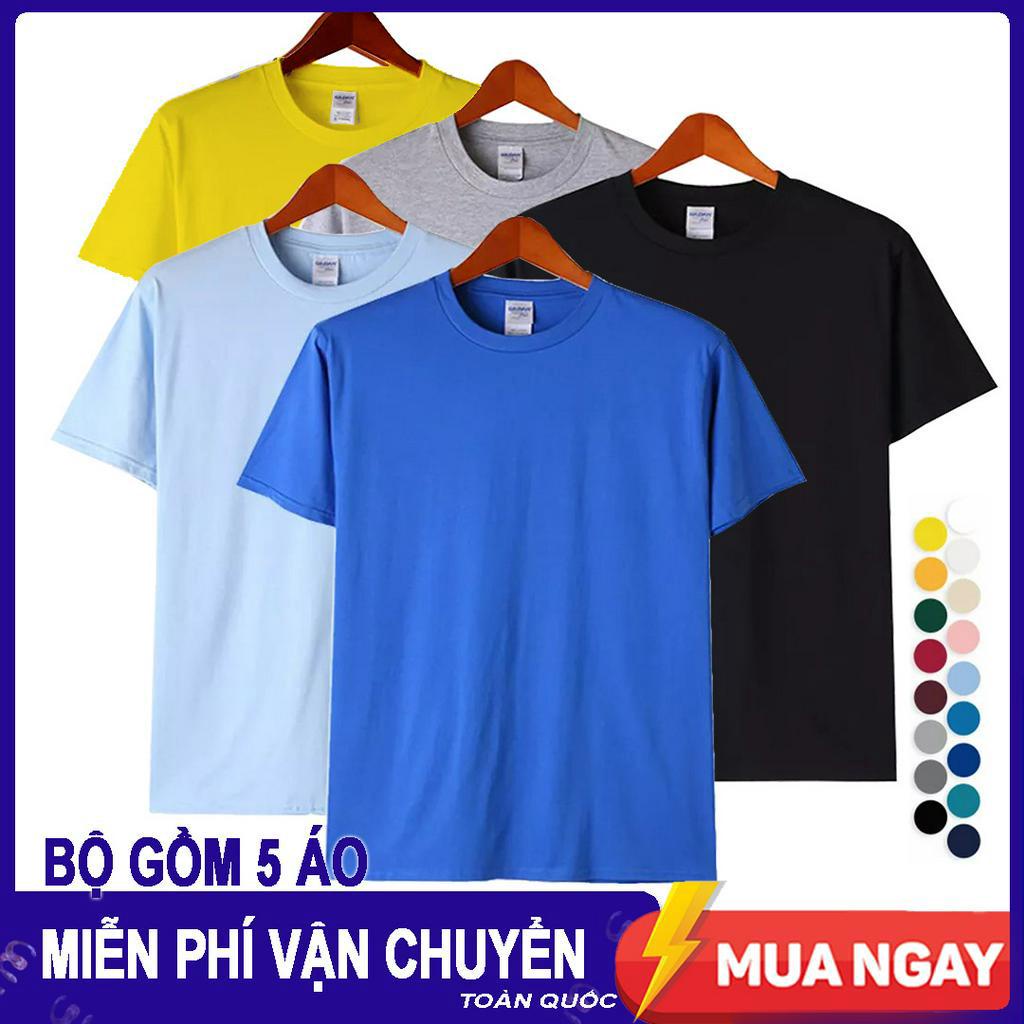 Combo 5 Áo Thun Nam Trơn Chất Liệu Cotton Thoáng Mát, Thấm Hút Tốt - Màu Ngẫu Nhiên BM03