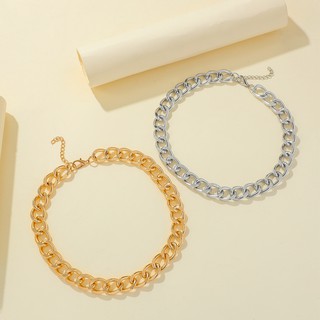Vòng Cổ Choker NEULRY Thiết Kế Sợi Xích Cuba Màu Bạc/Vàng Kim Phong Cách Hip Hop