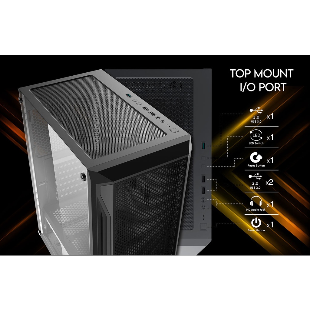 Vỏ Case XIGMATEK GAMING X 3FX (ATX/3 Fan ARGB/EN46188) - Chính hãng (BH 1 năm)