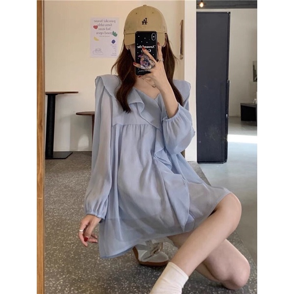 Áo babydoll, áo tiểu thư cổ bèo 2 lớp chít cổ tay