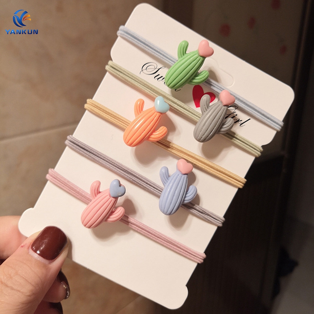 Dây Cột Tóc Cao Su Hình Cây Xương Rồng Đáng Yêu Cho Bé Gái