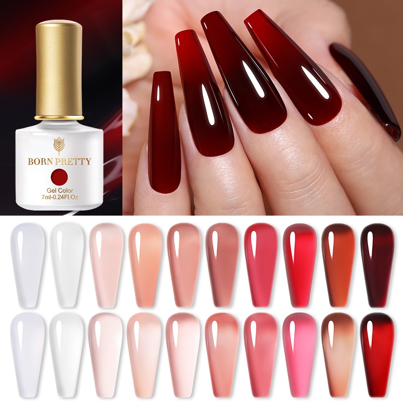 Sơn Móng Tay Dạng Gel BORN PRETTY 7ML Màu Nude Trong Mờ Chống Tia UV