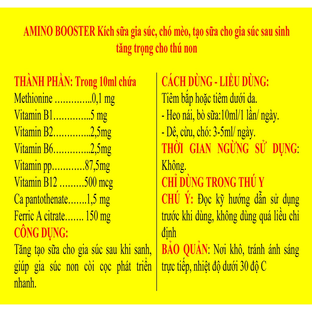 1 lọ AMINO BOOSTER Chuyên dùng cho gia súc, chó, mèo