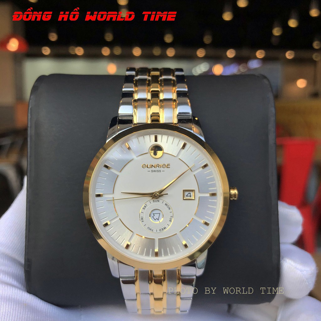 Đồng hồ nam sunrise dây thép 1115sa chính hãng full box sapphire chống xước , chống nước, bảo hành 3 năm