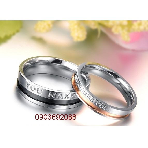 Nhẫn cặp tình nhân, nhẫn đơn INOX You make everyday wonderful. N56