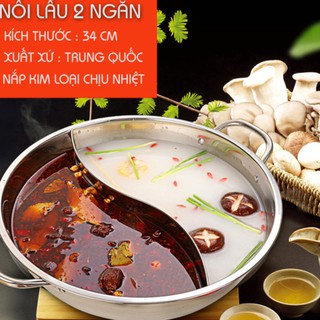 Nồi Lẩu 2 ngăn Inox 304. Dùng được bếp từ