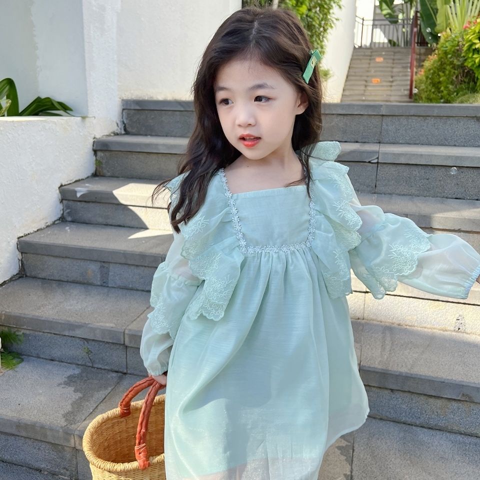 Đầm Công Chúa Tay Dài Thời Trang Mùa Xuân Phong Cách Phương Tây Mới 2022 Dành Cho Bé Gái
