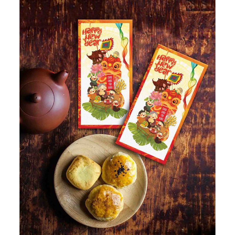 Set 10 Bao lì xì, 50 mẫu tùy chọn, giấy đẹp