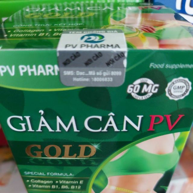 Giảm cân PV gold phúc vinh tinh chất từ trà xanh thiên nhiên lọ 60 viên