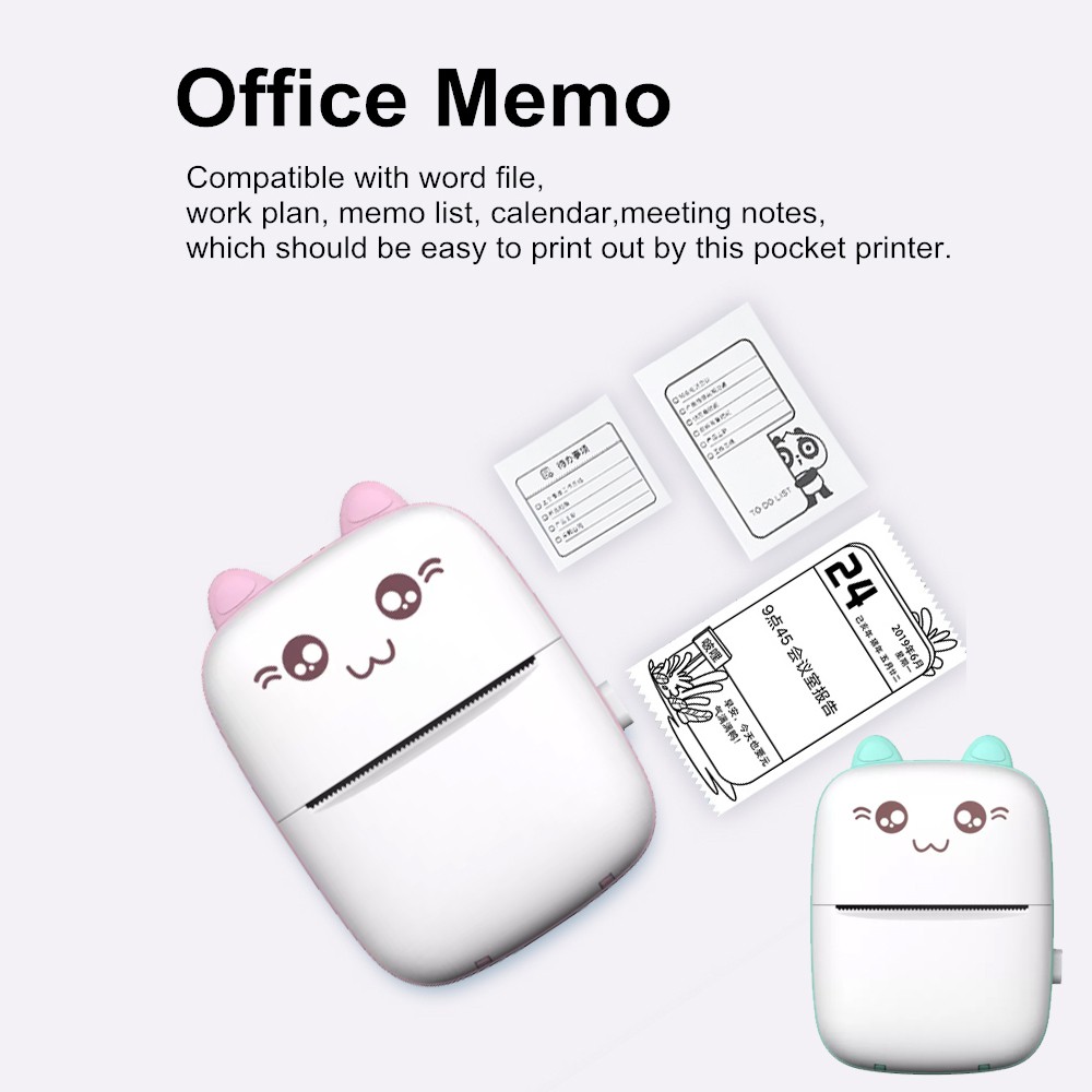 Máy in hóa đơn, in note tài liệu cầm tay bluetooth siêu kute dễ thương Mini Printer - tặng 5 cuộn giấy in đi kèm