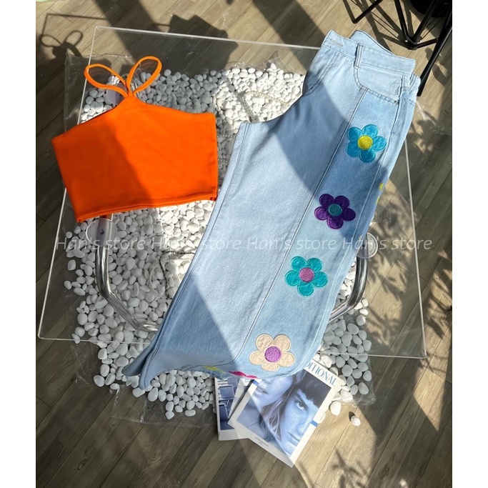 QUẦN BAGGY THÊU HOA HOTTREND SIÊU DỄ THƯƠNG