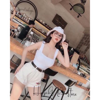 Siêu phẩm áo 2 dây bảng to cổ vuông croptop