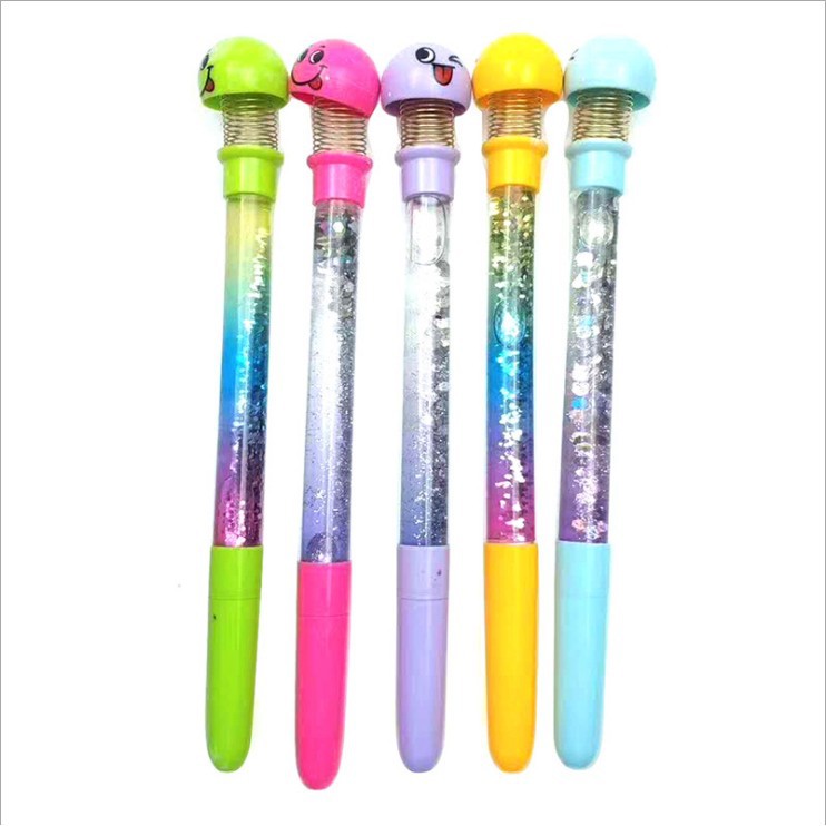 Bút Bi, Bút Nước Có Thú Emoji Có Kim Tuyến, Bút Mực Đen Emoji Kim Tuyến Nhiều Màu