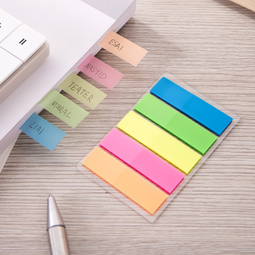 Giấy ghi chú 5 màu sắc bằng nhựa PP tiện dụng