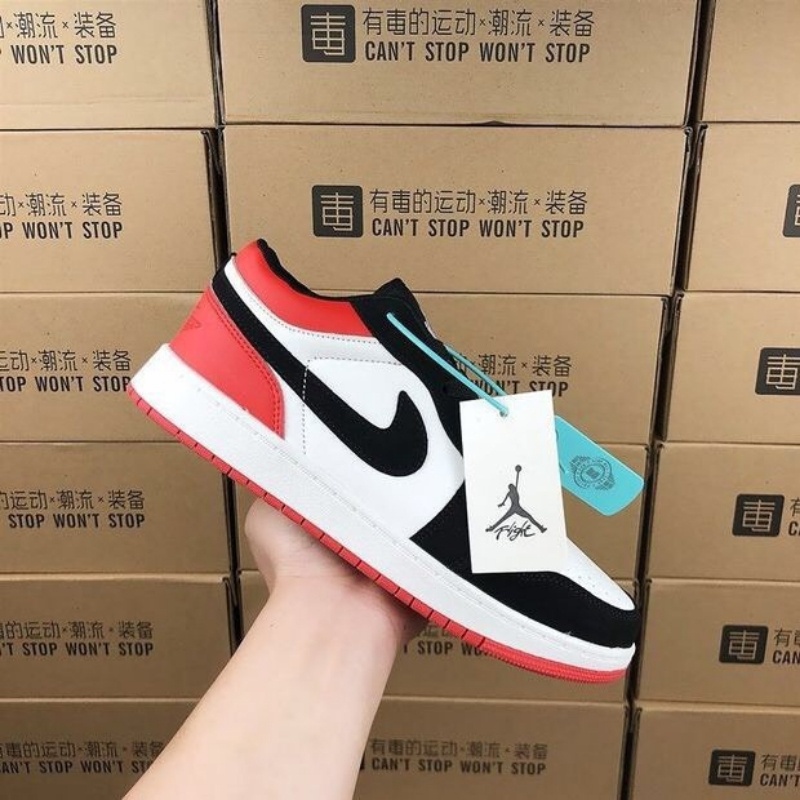 [FREE SHIP] Giày Sneaker Cổ Thấp - Jordan 1 Low Black Toe Đen Đỏ Fullbox
