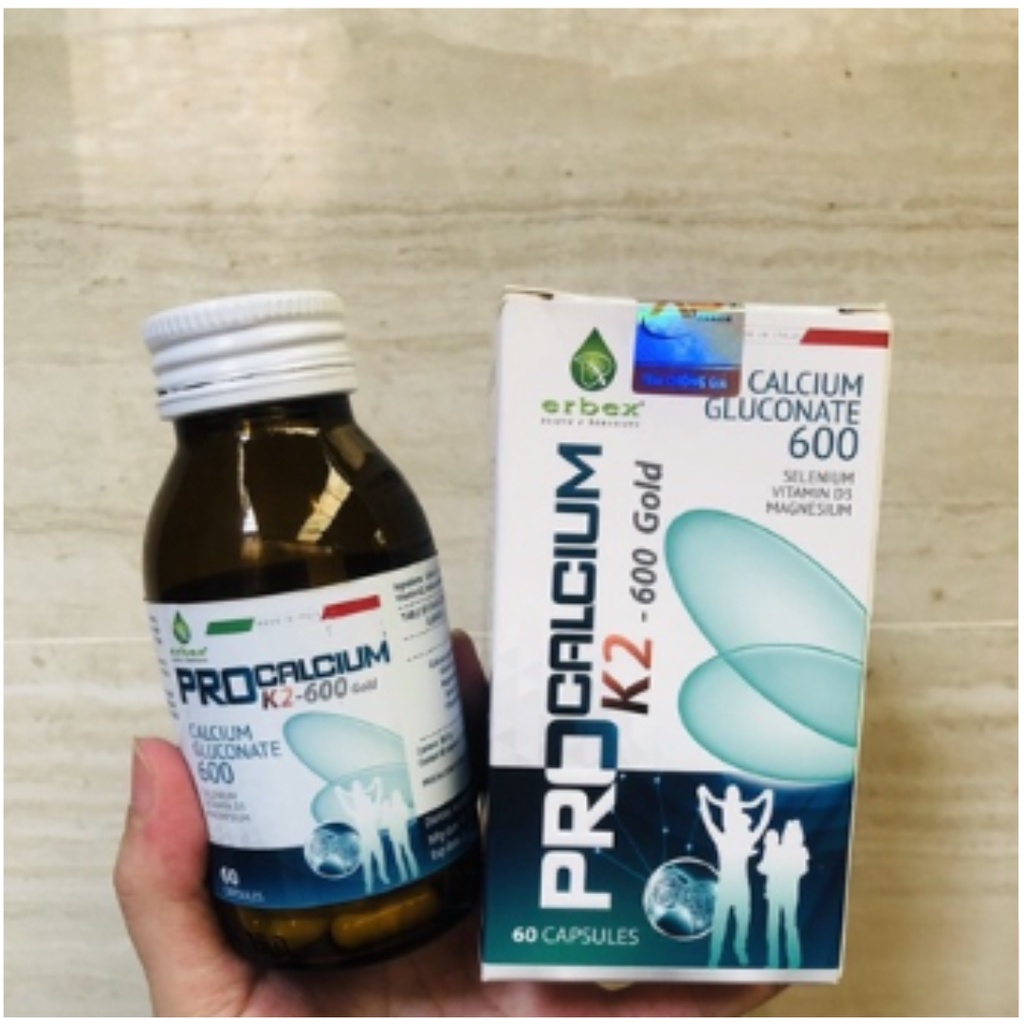 Canxi Hữu Cơ PRO CALCIUM K2 600 GOLD BỔ SUNG CALCI / Procalcium K2 600 Gold Hộp 60 viên - Hàng Nhập