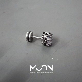Bông tai nam vương miện  cao cấp chất liệu thép không gỉ style hàn quốc