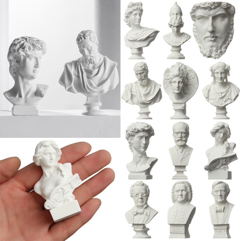 LUCKY Nordic Plaster Statue Mini Figurine Greek Mythology Gypsum Bust Portraits Celebrities Home Decor Desktop Ornament Drawing Practice Crafts Famous Sculpture