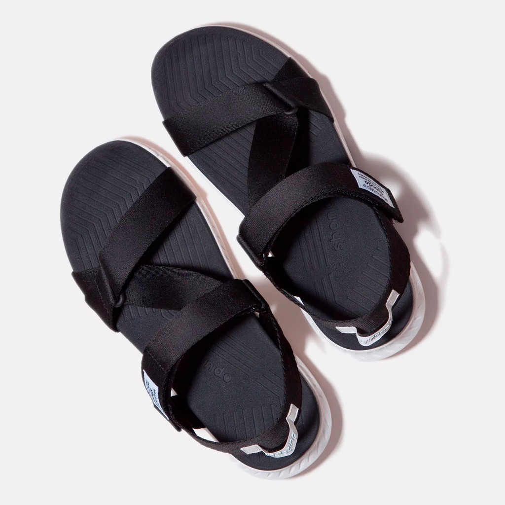 Giày sandal Shondo F7 nam nữ đi học đế cao đen trắng F7R0010