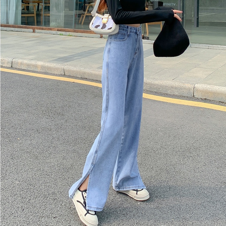 Quần jean dài SUXI lưng cao màu trơn dễ phối đồ thời trang xuân hè cho nữ