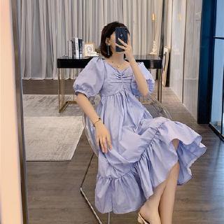 Đầm đuôi cá tay phồng cổ chữ v phối bèo xinh xắn