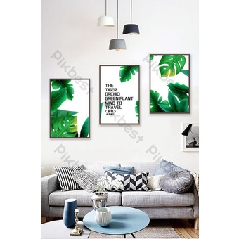 Set 3 tranh Decor trang trí tường Lá Xanh, Cây nhiệt đới Bắc Âu siêu độc