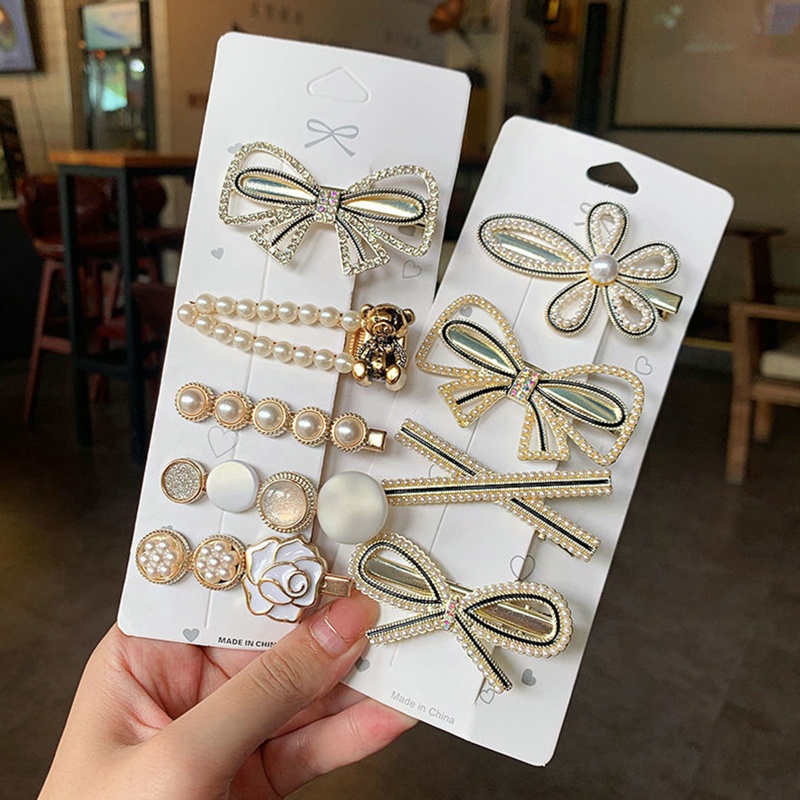 Set 5/6 Kẹp Tóc Đính Ngọc Trai Thời Trang Hàn Quốc