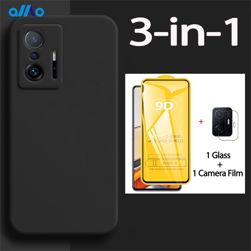 Ốp điện thoại TPU mềm mặt nhám + miếng dán kính cho Xiaomi Mi11t Pro Mi 11 Lite 5g Ne 11t Pro Mi 11 T Pro