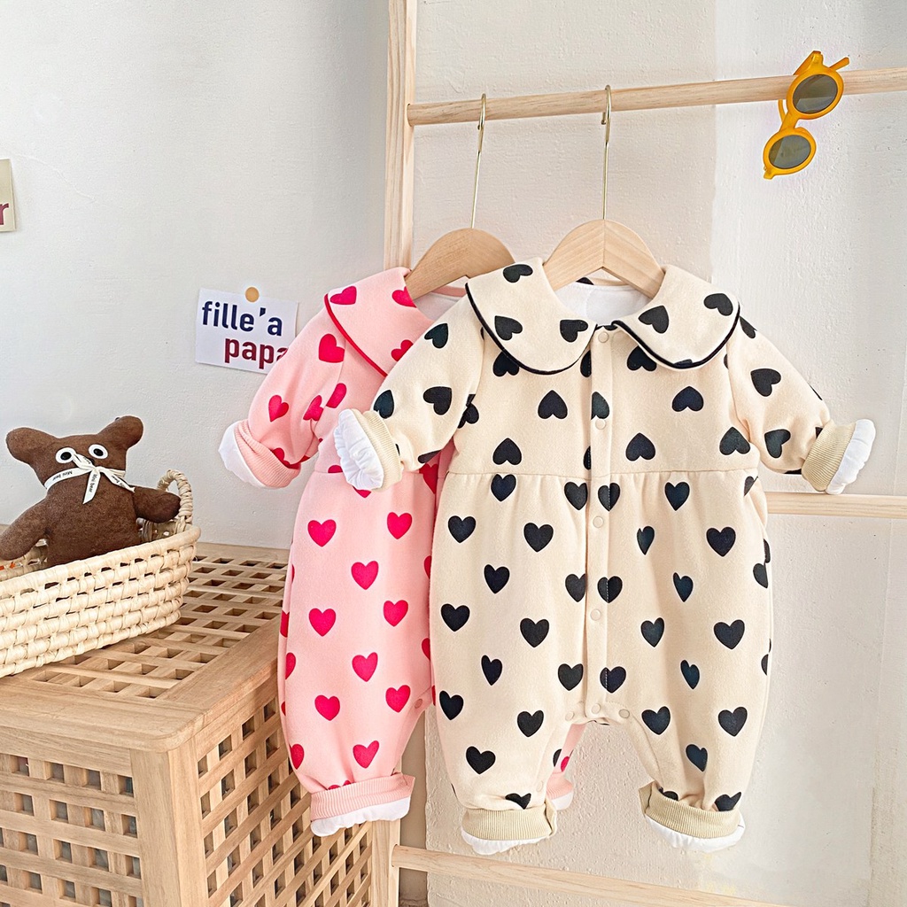 Sanlutoz Em bé Cô gái Mùa đông Bộ bodysuit Thời trang Trái tim nhỏ bé