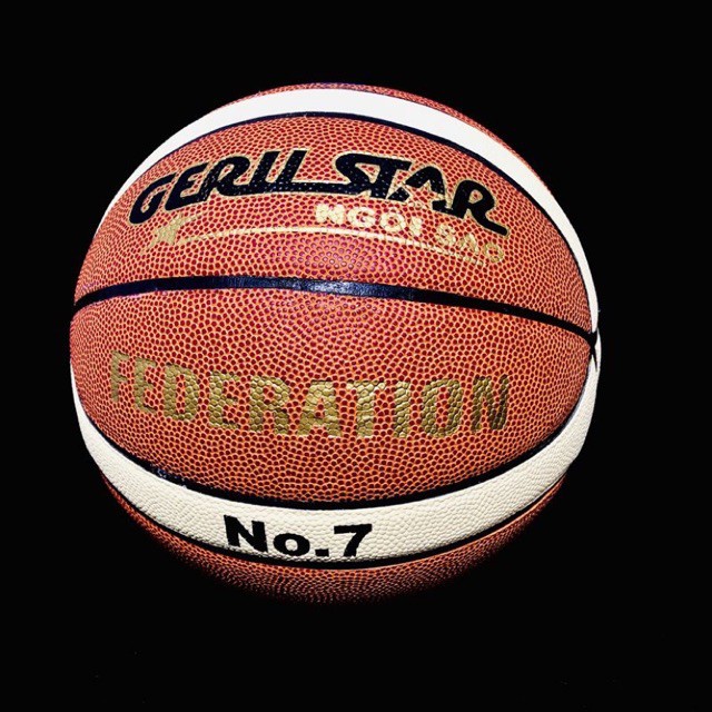 Quả bóng rổ da Geru Star Federation số 6 số 7 TẶNG kim bơm + túi lưới indoor bền nhồi tốt, bám tay