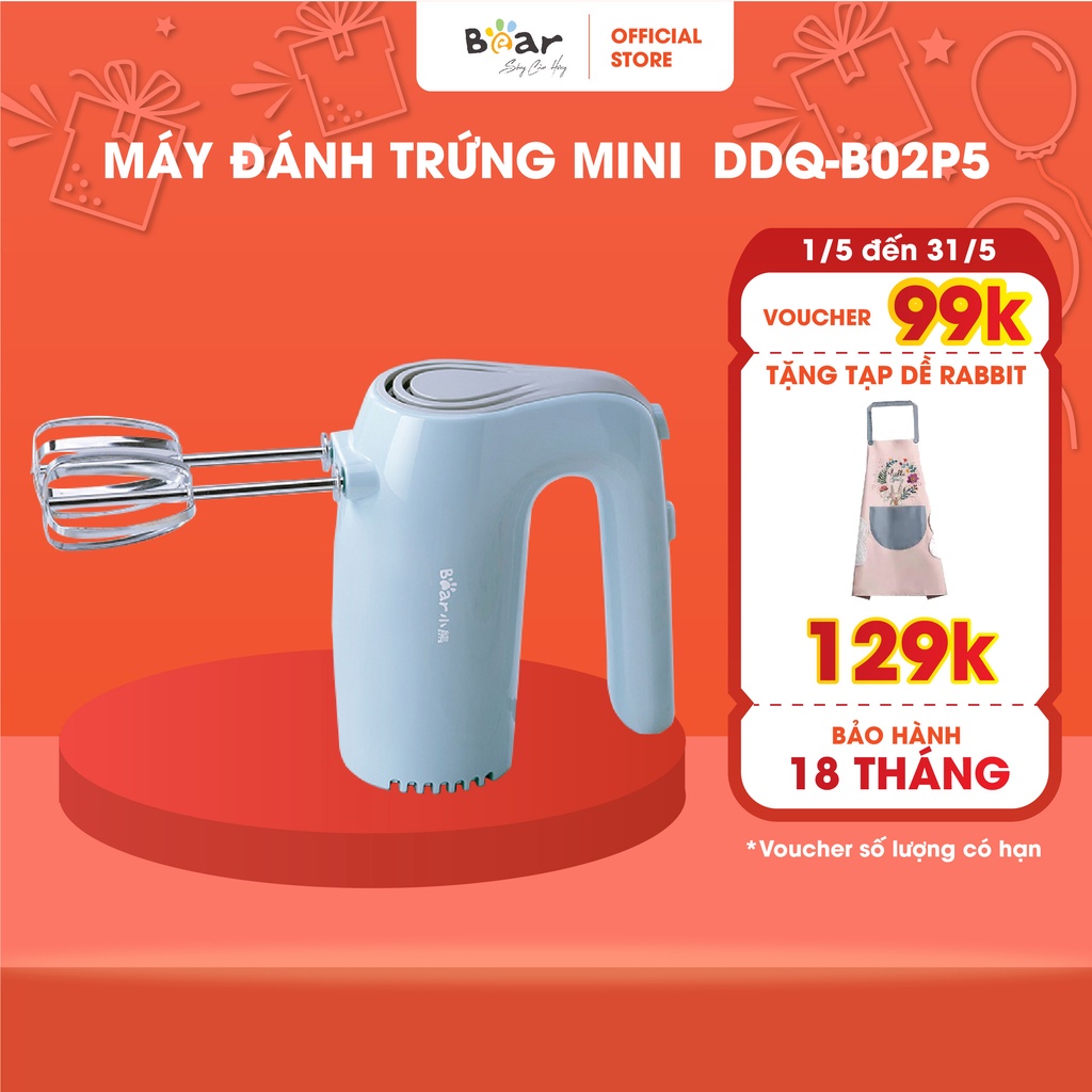 Máy Đánh Trứng Mini Cầm Tay Bear Công Suất Lớn Làm Bánh, Làm Kem - DDQ-B02P5