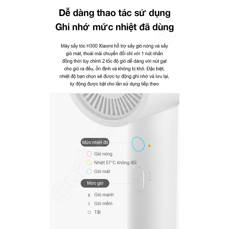 Máy sấy tóc Xiaomi Mijia H300 CMJ01ZHM 1600W - Nhanh Khô, Bảo Vệ Tóc ,An Toàn - Thiết Kế Gọn Nhẹ