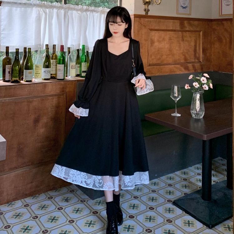Váy Trắng Đầm Phối Ren Xinh Xắn Cổ Điển Theo Phong Cách Xuân Thu 2021 Dành Cho Nữ / Size M-2Xl | BigBuy360 - bigbuy360.vn