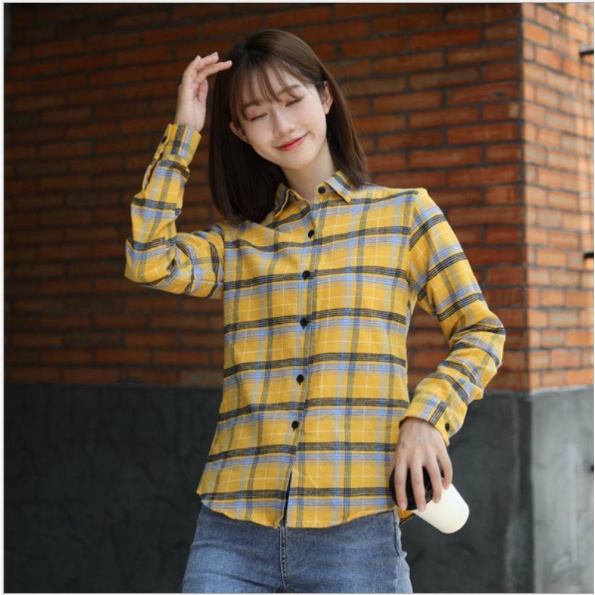 Sơ mi nữ kẻ caro nữ phong cách Hàn Quốc S22