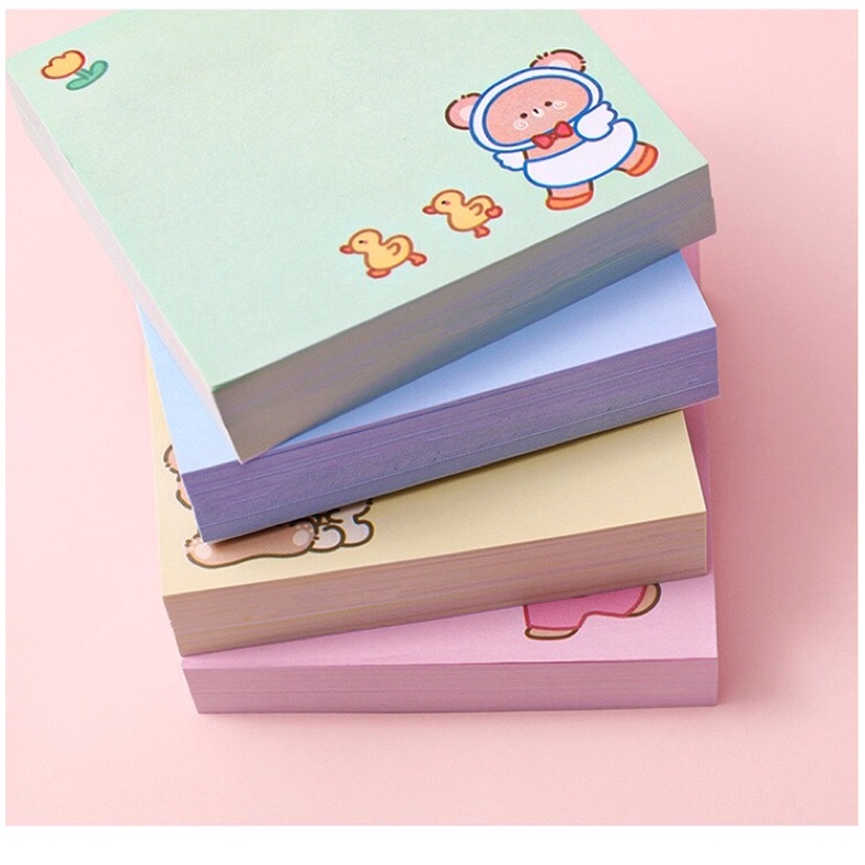 set giấy note ghi chú hình gấu cute 80 trang có keo dính