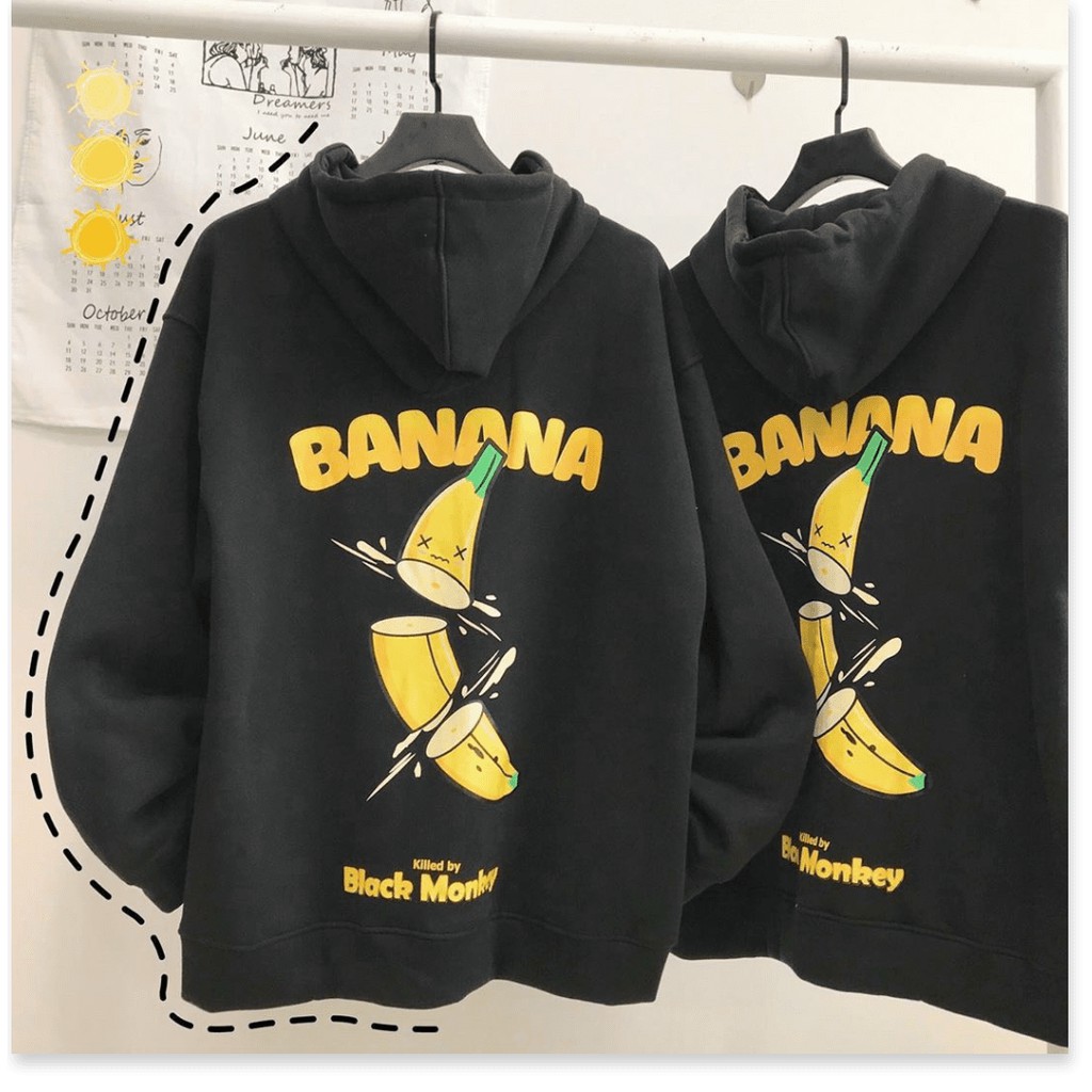 Áo hoodie, áo khoác thun nỉ CHUỐI BANANA nỉ bông ulzzang nam nữ unisex form rộng dây kéo zip dày giá rẻ đẹp | BigBuy360 - bigbuy360.vn