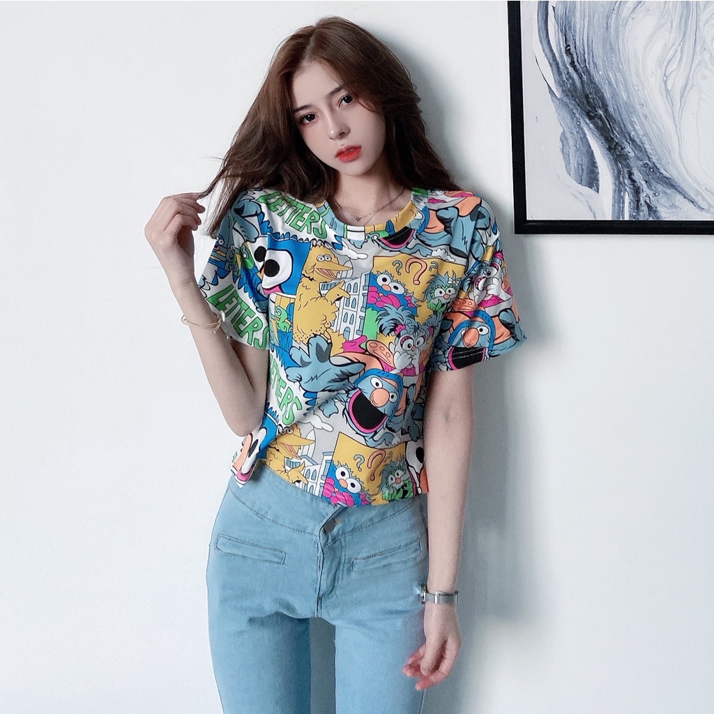 Áo thun tay ngắn in hình thời trang dành cho nữ