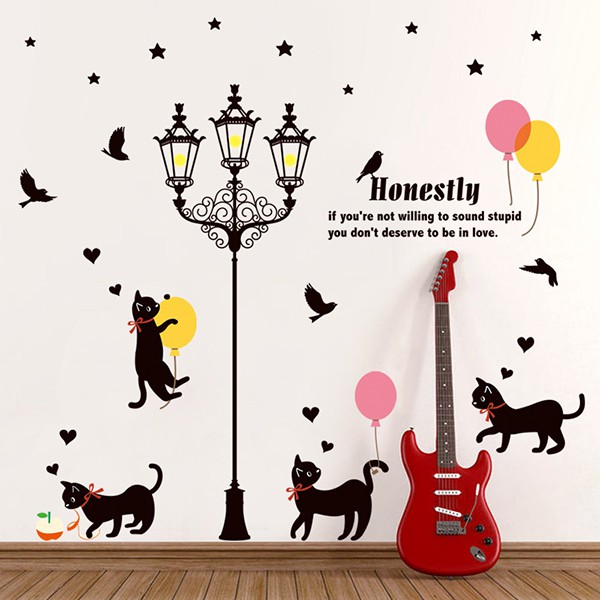 DECAL DÁN TƯỜNG MÈO VUI CHƠI - DC559