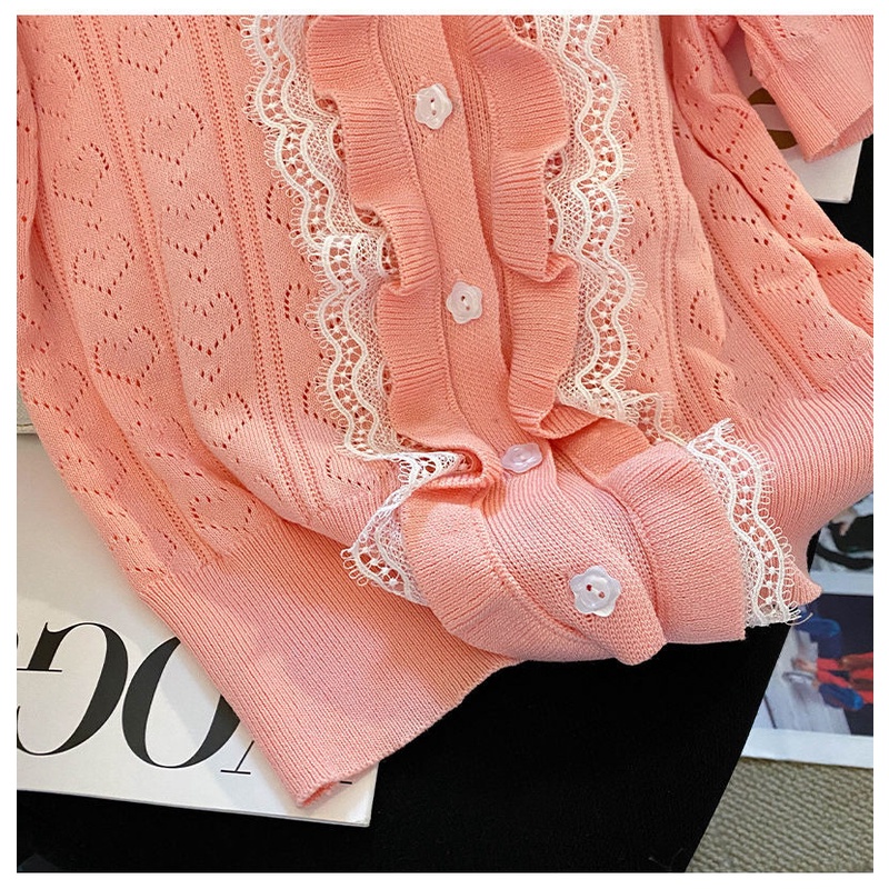 Áo Thun Tay Ngắn Phồng Cổ Polo Phối Ren Thời Trang Mùa Hè