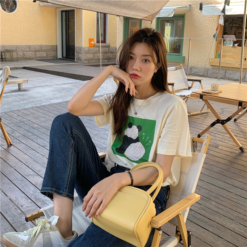 Áo thun SUXI tay ngắn cổ tròn họa tiết động vật thiết kế dáng rộng thoải mái